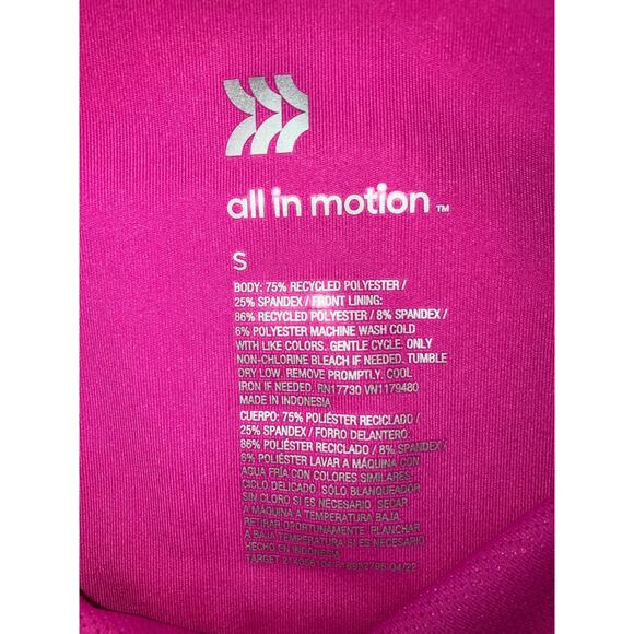 New All in Motion Brushed Sculpt Muscle Cropped Sports Bra Vibrant Pink Small - Picture 3 of 4